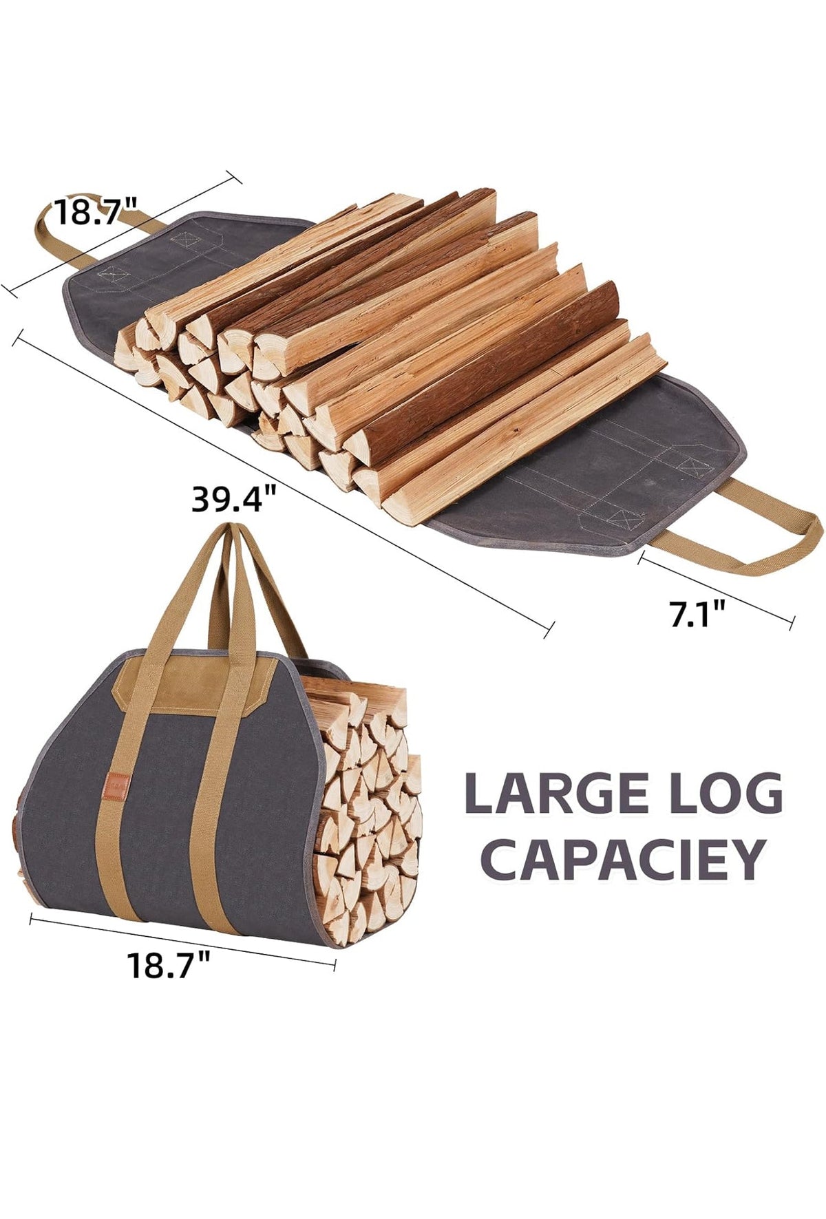 Heavy-Duty Canvas Firewood Log Carrier