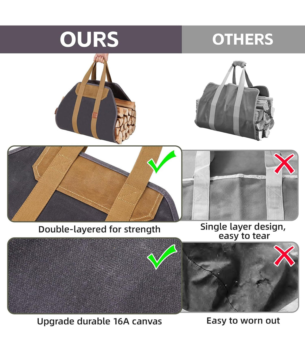 Heavy-Duty Canvas Firewood Log Carrier